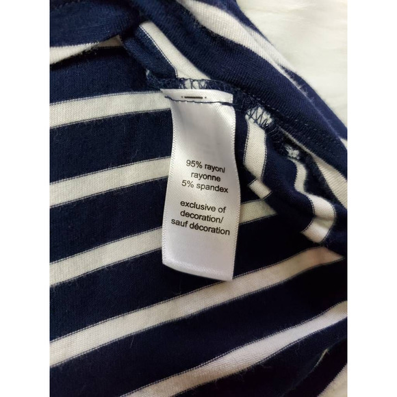 Maurices Womens Blouse Navy White Striped Cutout Tie Back Lace Eyelet Stretch S - Picture 6 of 6